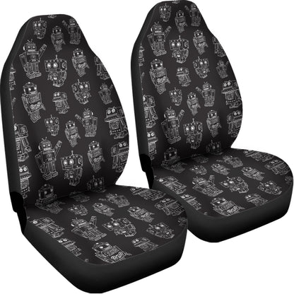 Black And White Robot Pattern Print Universal Fit Car Seat Covers