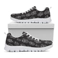 Black And White Robot Pattern Print White Running Shoes