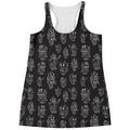 Black And White Robot Pattern Print Women's Racerback Tank Top