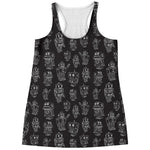 Black And White Robot Pattern Print Women's Racerback Tank Top