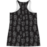 Black And White Robot Pattern Print Women's Racerback Tank Top
