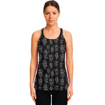 Black And White Robot Pattern Print Women's Racerback Tank Top