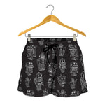 Black And White Robot Pattern Print Women's Shorts