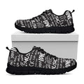 Black And White Rock And Roll Print Black Running Shoes
