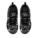 Black And White Rock And Roll Print Black Sneakers