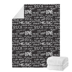 Black And White Rock And Roll Print Blanket