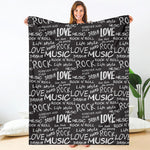 Black And White Rock And Roll Print Blanket