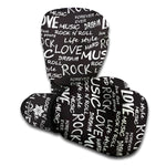 Black And White Rock And Roll Print Boxing Gloves
