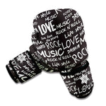 Black And White Rock And Roll Print Boxing Gloves