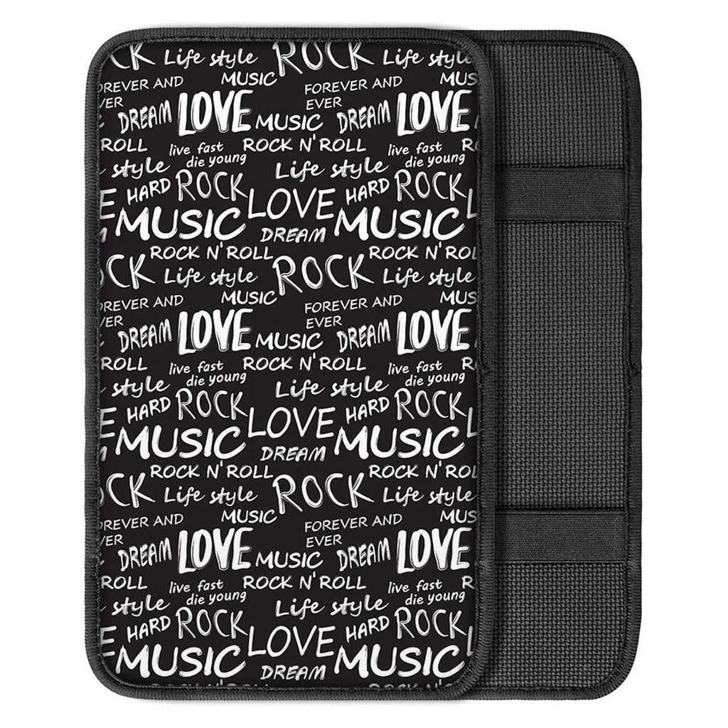 Black And White Rock And Roll Print Car Center Console Cover