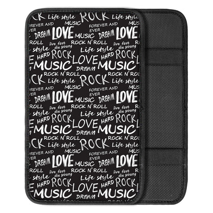 Black And White Rock And Roll Print Car Center Console Cover