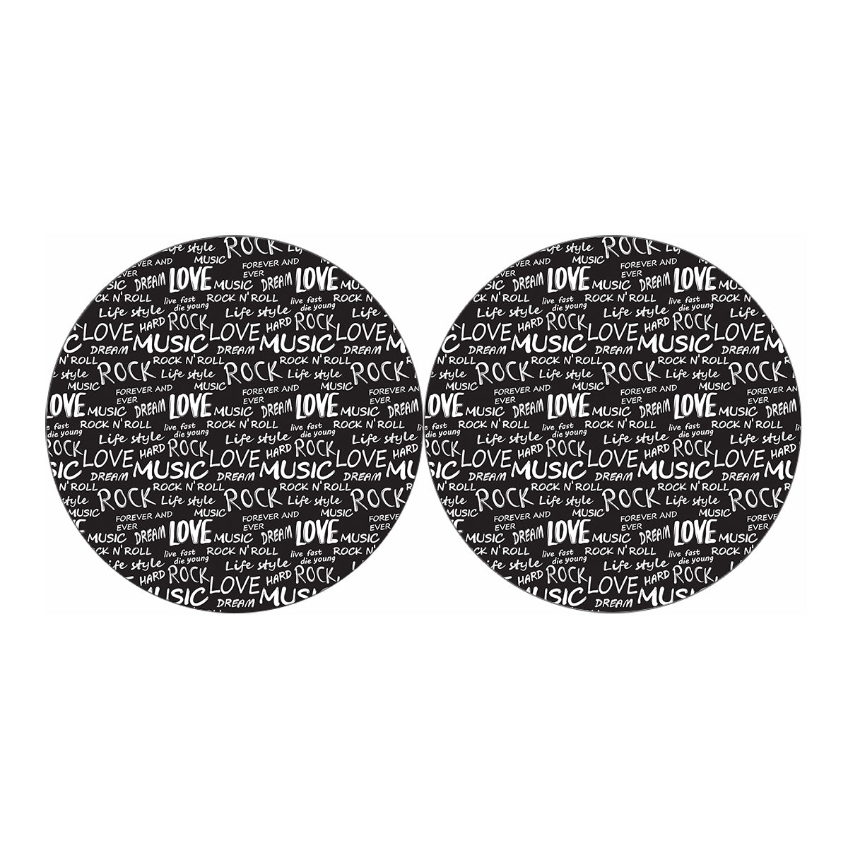 Black And White Rock And Roll Print Car Coasters