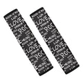 Black And White Rock And Roll Print Car Seat Belt Covers