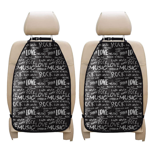 Black And White Rock And Roll Print Car Seat Organizers