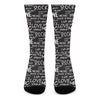 Black And White Rock And Roll Print Crew Socks