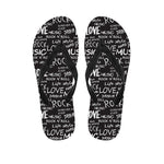 Black And White Rock And Roll Print Flip Flops
