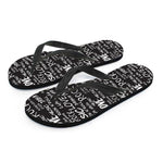Black And White Rock And Roll Print Flip Flops