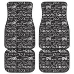 Black And White Rock And Roll Print Front and Back Car Floor Mats