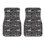 Black And White Rock And Roll Print Front Car Floor Mats