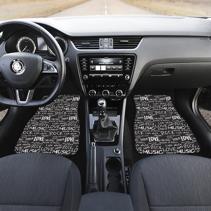 Black And White Rock And Roll Print Front Car Floor Mats