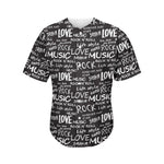 Black And White Rock And Roll Print Men's Baseball Jersey