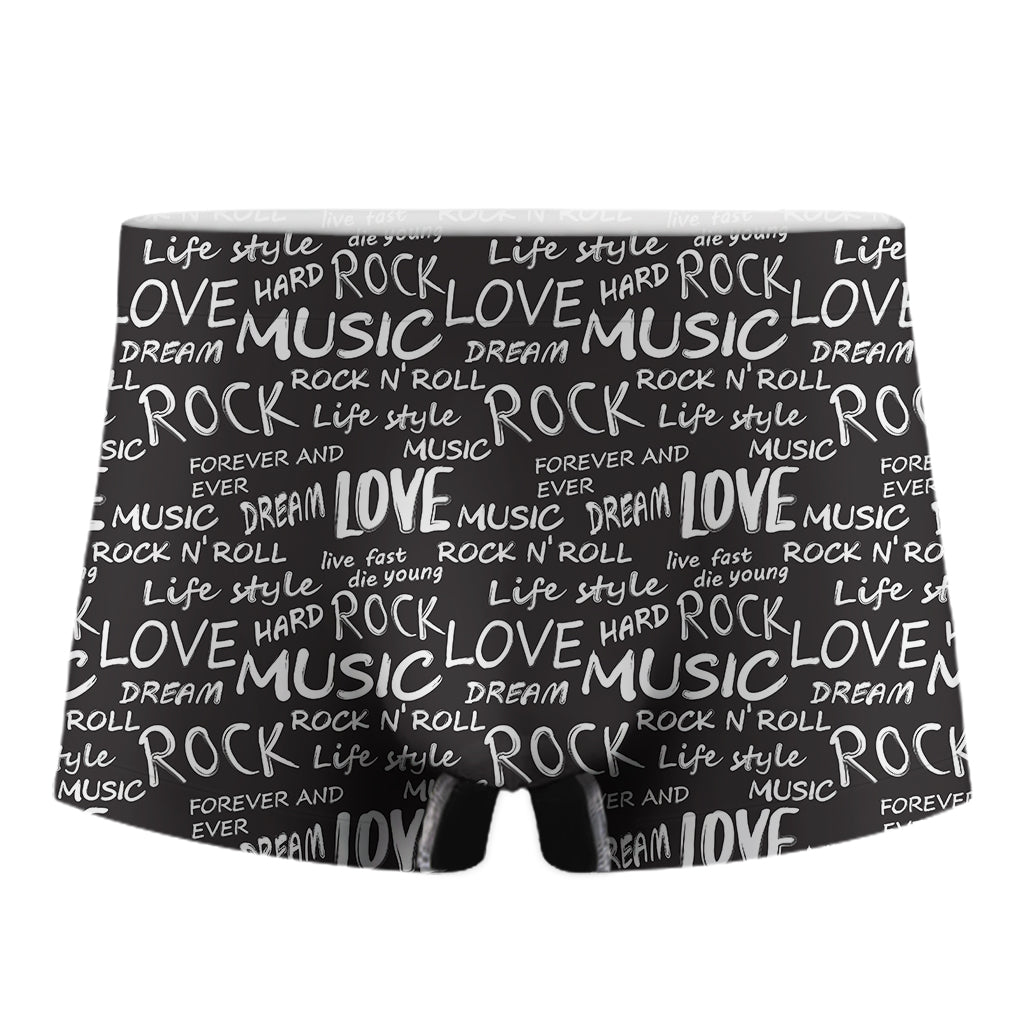 Black And White Rock And Roll Print Men's Boxer Briefs