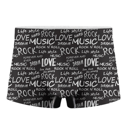 Black And White Rock And Roll Print Men's Boxer Briefs