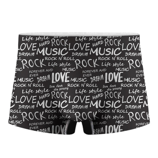 Black And White Rock And Roll Print Men's Boxer Briefs