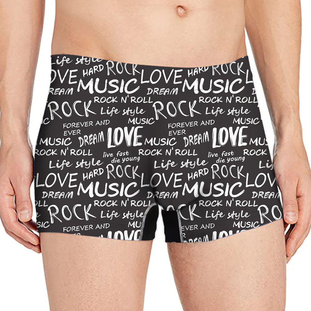 Black And White Rock And Roll Print Men's Boxer Briefs