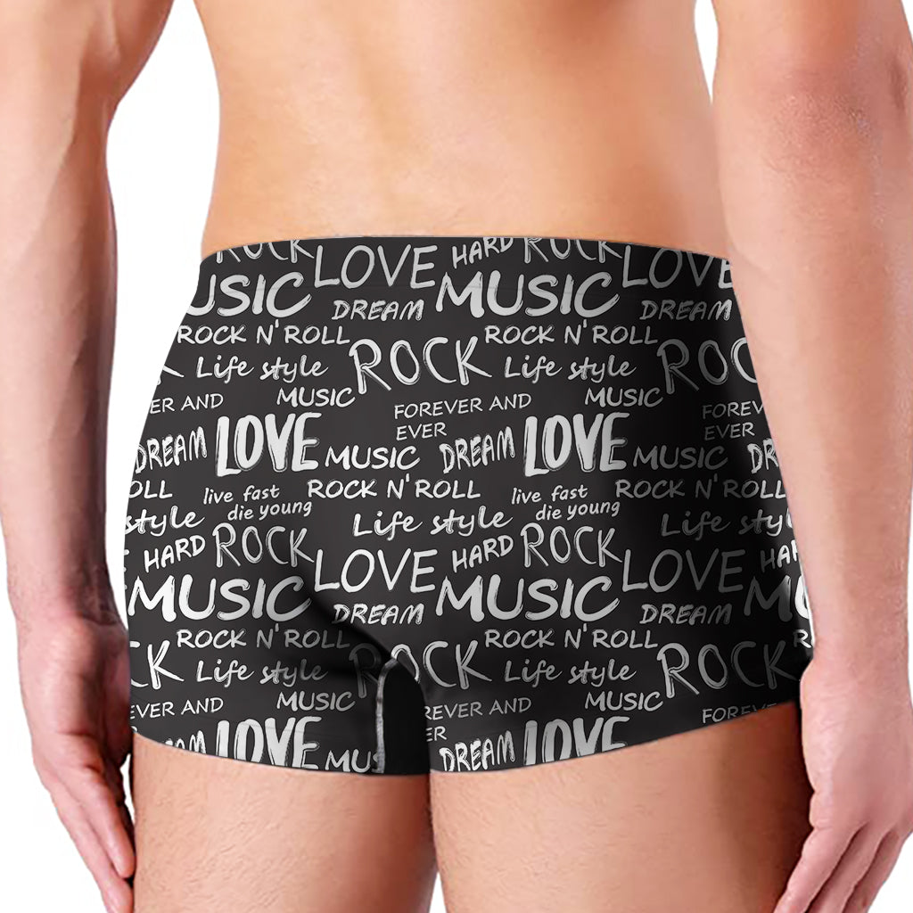 Black And White Rock And Roll Print Men's Boxer Briefs
