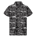 Black And White Rock And Roll Print Men's Short Sleeve Shirt