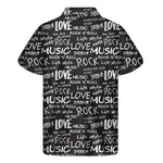 Black And White Rock And Roll Print Men's Short Sleeve Shirt