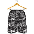 Black And White Rock And Roll Print Men's Shorts