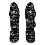 Black And White Rock And Roll Print Muay Thai Shin Guard