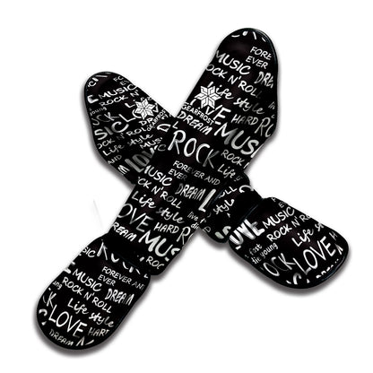 Black And White Rock And Roll Print Muay Thai Shin Guard