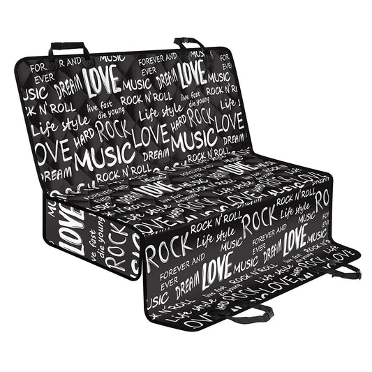 Black And White Rock And Roll Print Pet Car Back Seat Cover