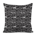 Black And White Rock And Roll Print Pillow Cover