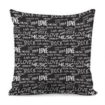 Black And White Rock And Roll Print Pillow Cover