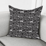 Black And White Rock And Roll Print Pillow Cover