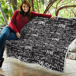Black And White Rock And Roll Print Quilt