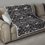 Black And White Rock And Roll Print Quilt