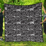 Black And White Rock And Roll Print Quilt