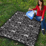 Black And White Rock And Roll Print Quilt