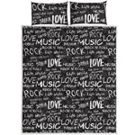Black And White Rock And Roll Print Quilt Bed Set