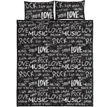 Black And White Rock And Roll Print Quilt Bed Set