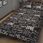 Black And White Rock And Roll Print Quilt Bed Set