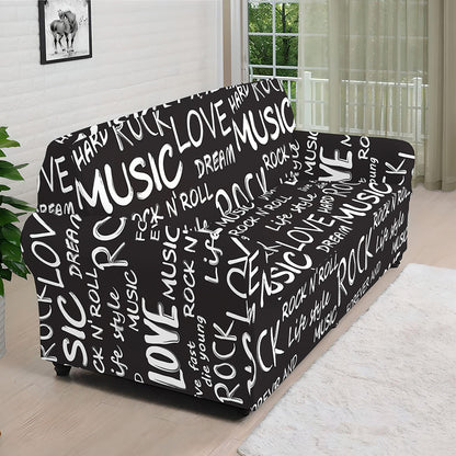 Black And White Rock And Roll Print Sofa Cover