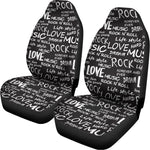 Black And White Rock And Roll Print Universal Fit Car Seat Covers