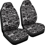 Black And White Rock And Roll Print Universal Fit Car Seat Covers
