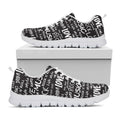 Black And White Rock And Roll Print White Running Shoes